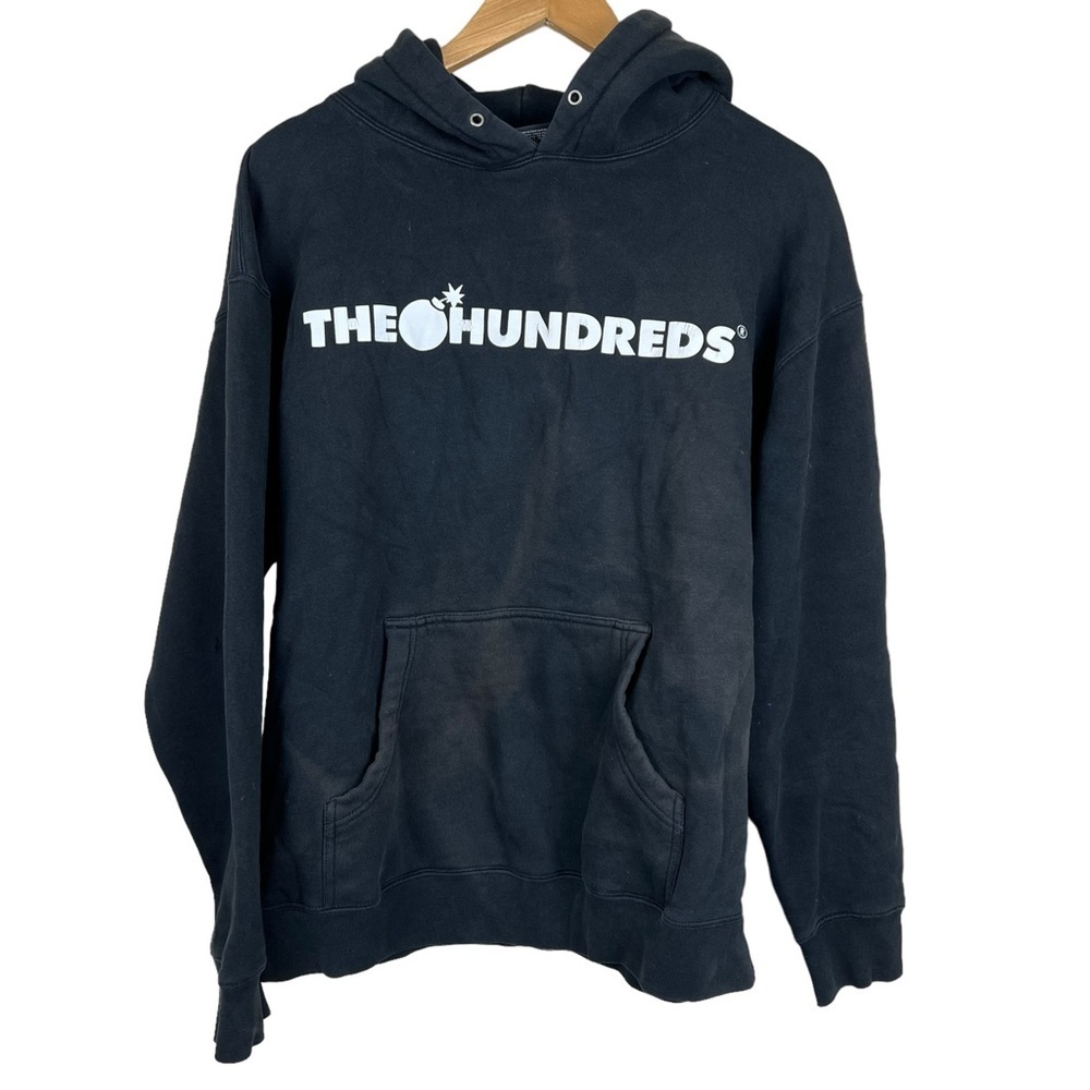 The Hundreds Black Hoodie White Logo Kangaroo Pocket Unisex Men's Size Large